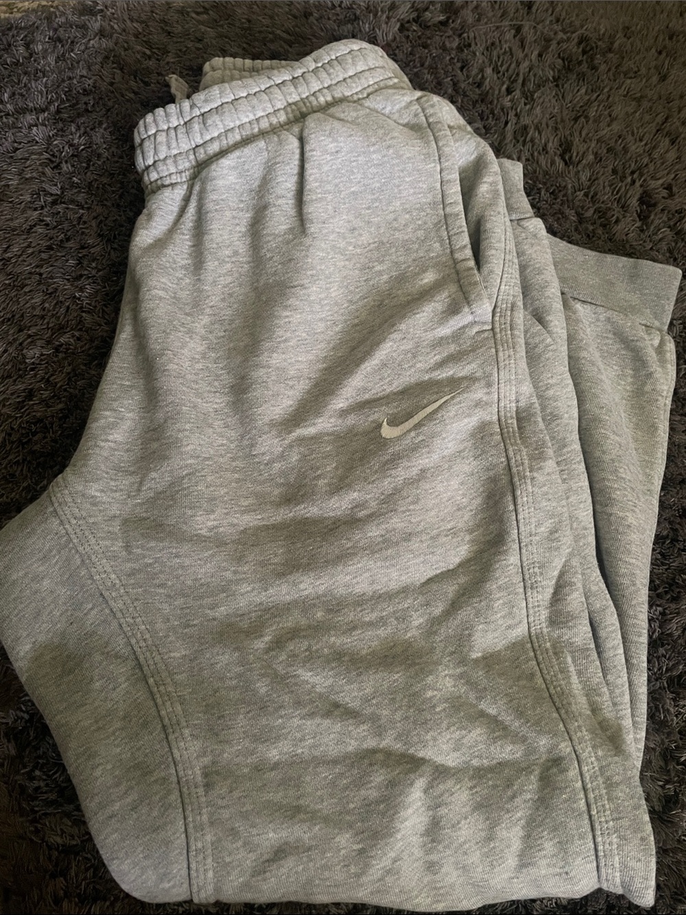Nike Kids Light Gray Fleece Joggers with Swoosh
